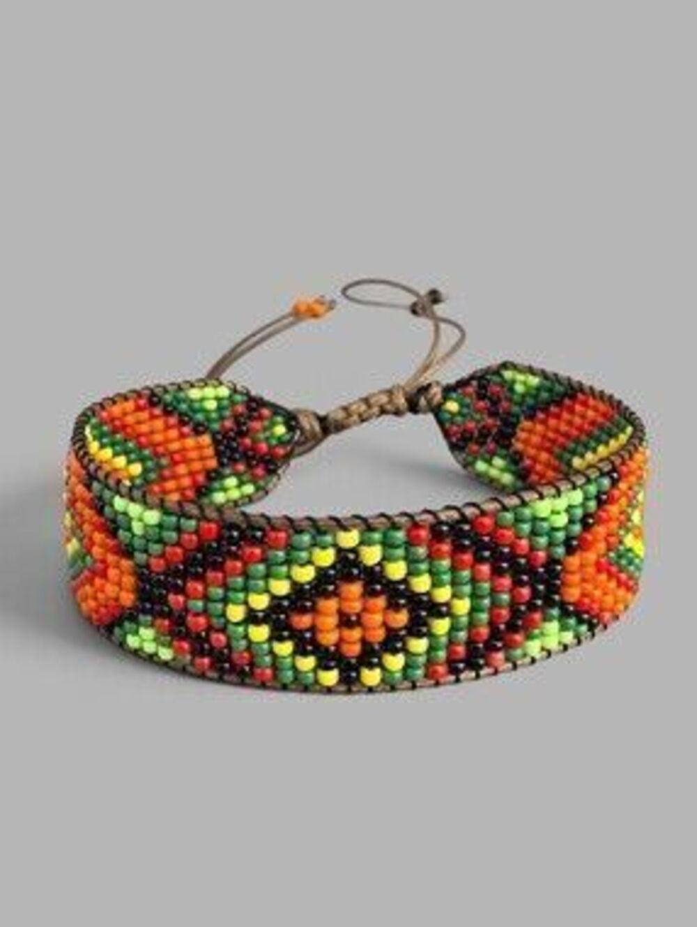 Handmade Loom Woven Seed Bead Cuff Bracelet Southwestern Geo - Island Mix